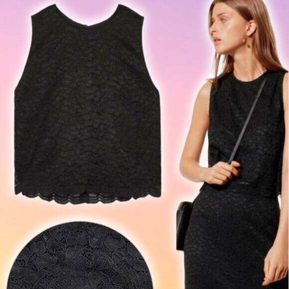 BABATON Aritzia Koen Lace Crop Top Sz 0 Black - Picture 1 of 8